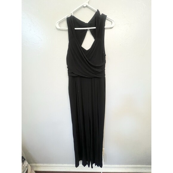 Moulinette Soeurs Anthropologie Molly Black Wide Leg Jersey Jumpsuit size M - Picture 2 of 13